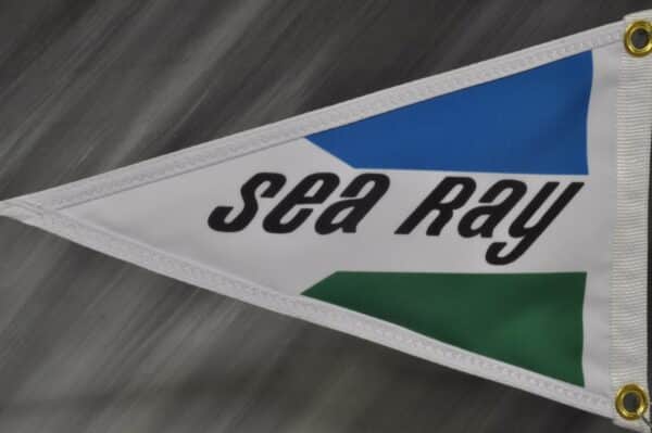 Sea Ray burgee pennant flag circa 1970s back side.